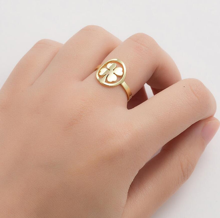 Hot-selling 18K gold hollow rose rings in Europe and America, wholesale of stainless steel rings