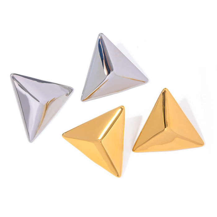 18K Gold Plated Stainless Steel Triangular Earrings - Unique and Trendy Design