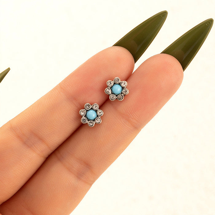 Colored Diamond Earrings Flower Earring Set