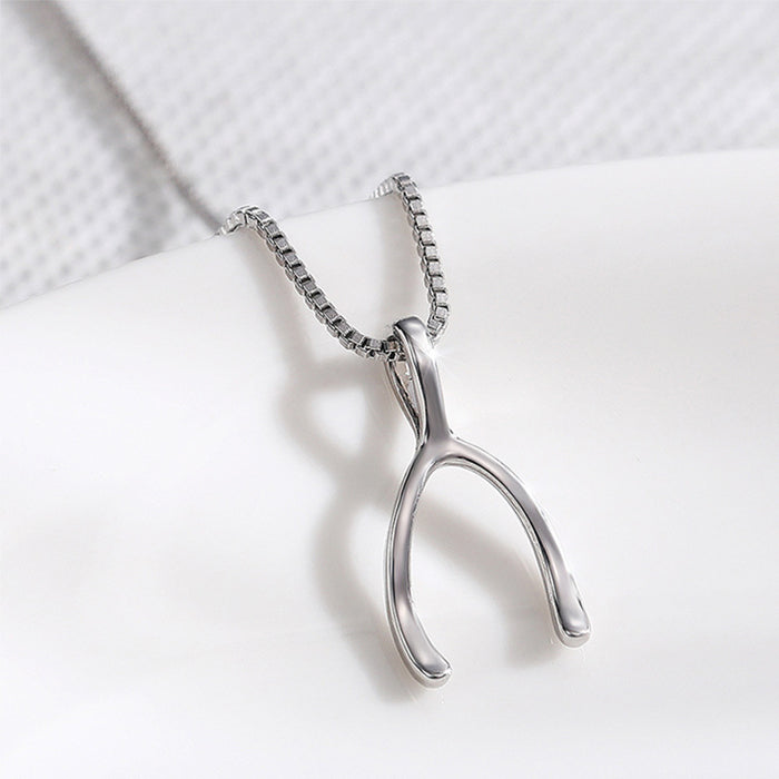 Herringbone Pendant Necklace Wishbone Clavicle Chain