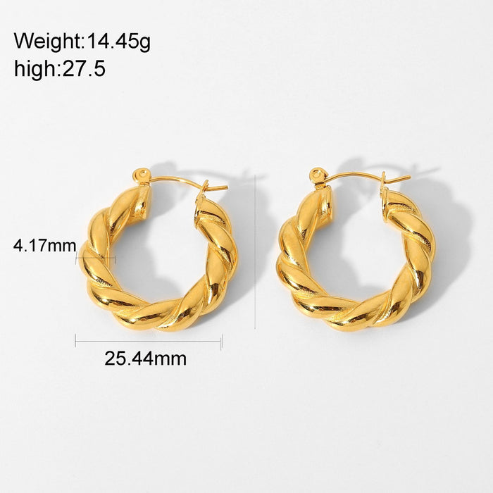 18K Gold Plated Stainless Steel Asymmetric Spiral Earrings - Minimalist Design Jewelry