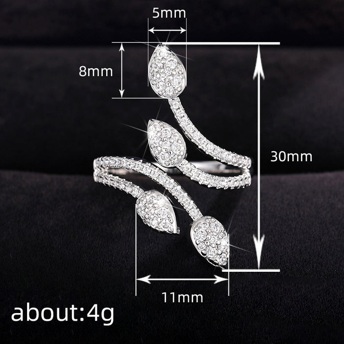 Light luxury plant flower ring exquisite beauty