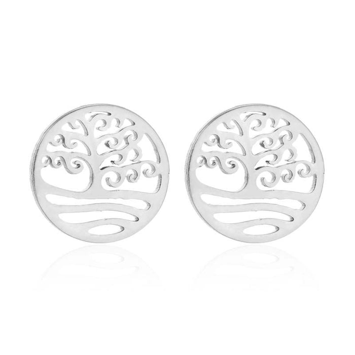 Tree of Life Stainless Steel Stud Earrings - Elegant and Symbolic Jewelry for Women