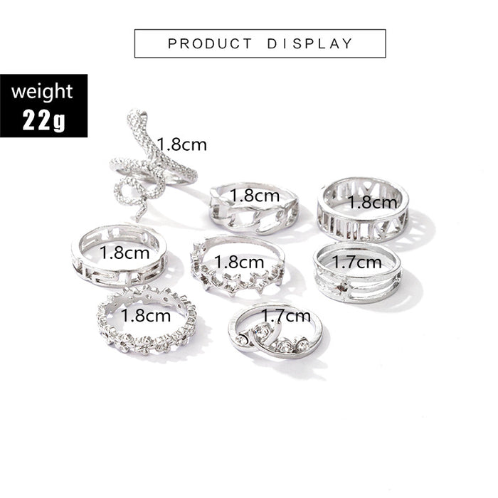 Retro Ethnic Snake Star Rings Set - 9pcs Set