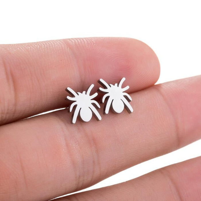 Spider Stainless Steel Stud Earrings - Hip-Hop Animal Jewelry for a Bold Look