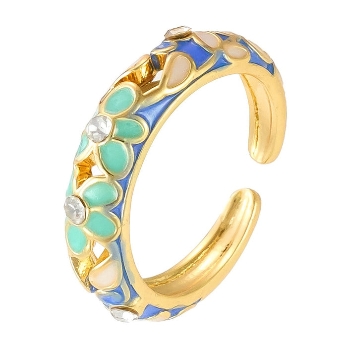 Wholesale dripping flower diamond-encrusted open rings