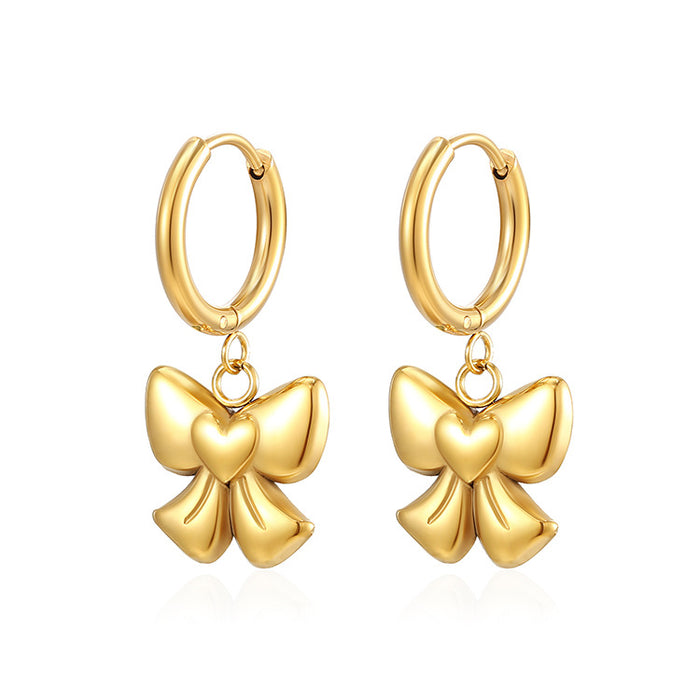 Bowknot Retro Light Luxury Earrings 18K Gold Pendant Design