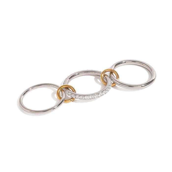 Stainless steel zircon stacking plain ring
