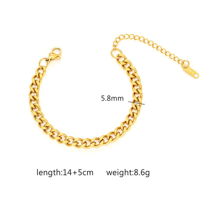 18K Gold Plated Stainless Steel Cuban Chain Women's Titanium Steel Bracelet