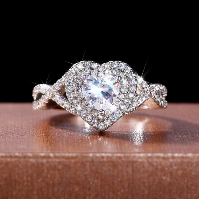 Heart Shaped Ring Romantic Birthday Gift for Women