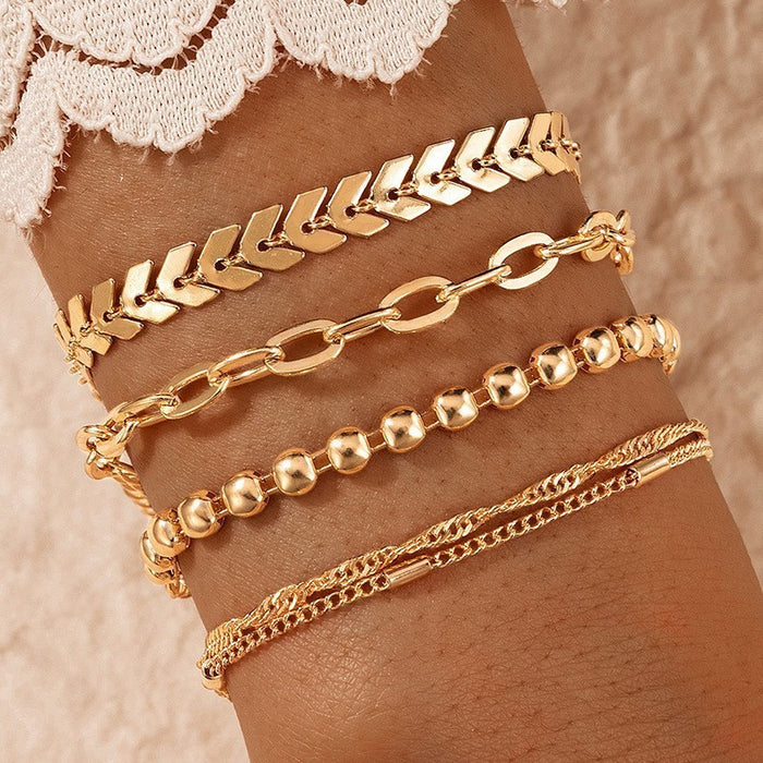 Punk Chain Bracelet Set - Six-Piece Bohemian Jewelry for Women