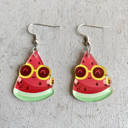 Strawberry Watermelon Earrings Acrylic Earrings - wallojewerly 