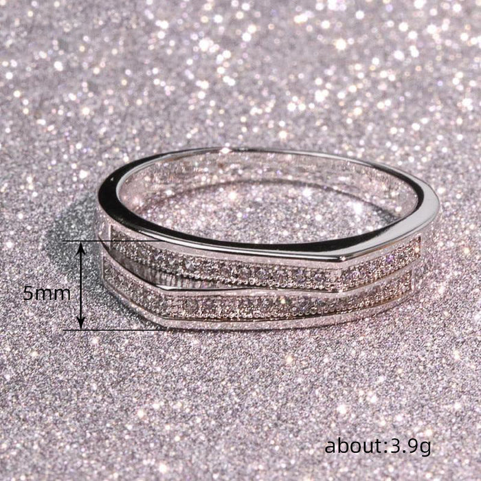 Simulation ring for women, double-layer staggered design ring, European and American cross-border hot-selling jewelry