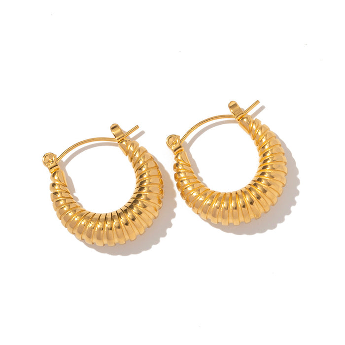 18K Gold Plated Stainless Steel Chunky Circle Earrings - Fashionable Jewelry