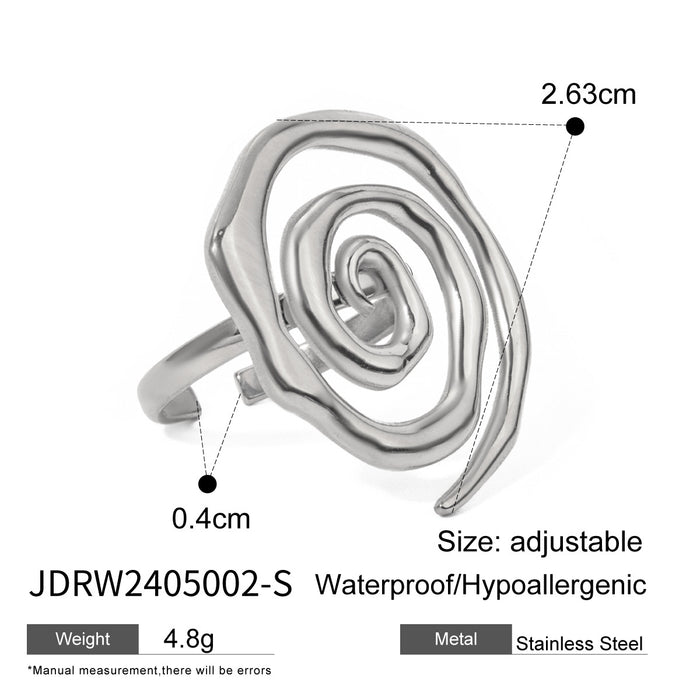 Stainless steel steel color exaggerated open ring