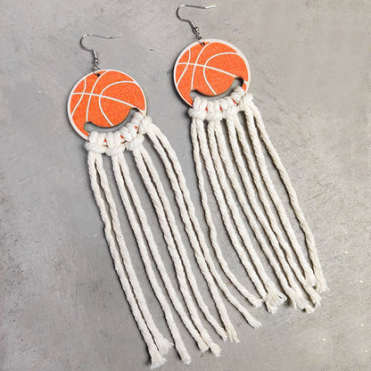 World Cup Long Tassel Earrings with Sports Themes