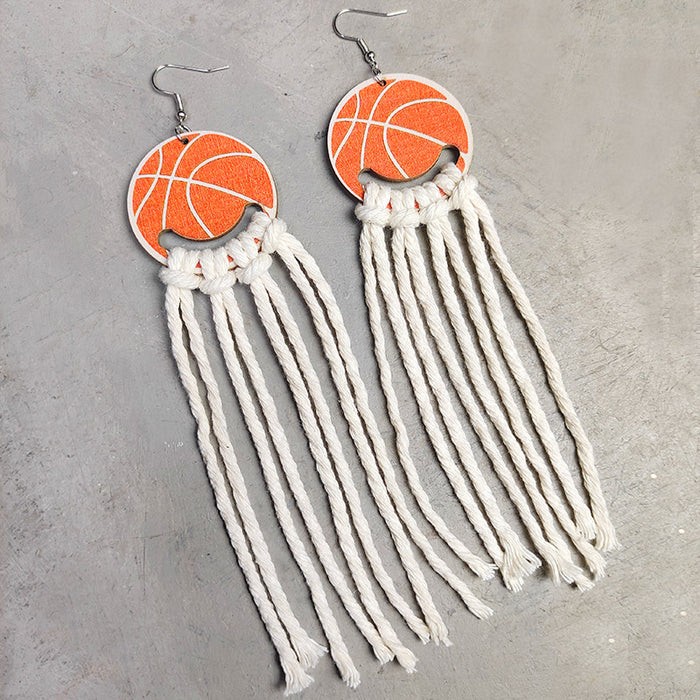 World Cup Long Tassel Earrings with Sports Themes