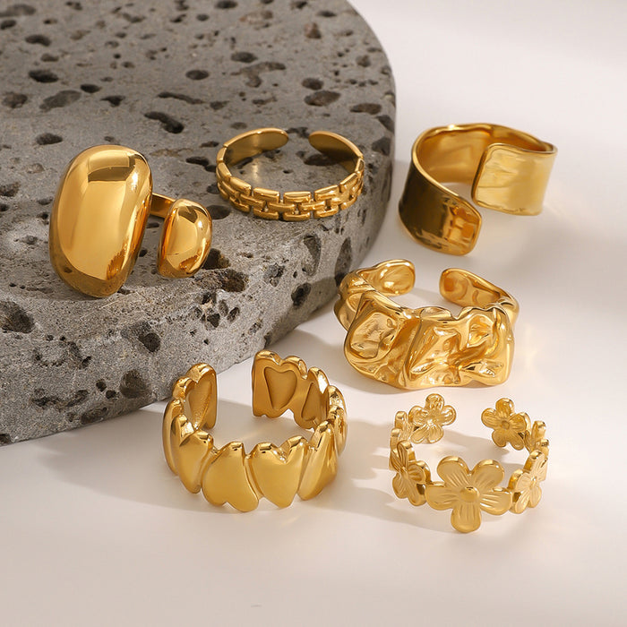 Stainless steel retro heart ring