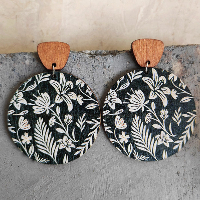 Wooden round earrings