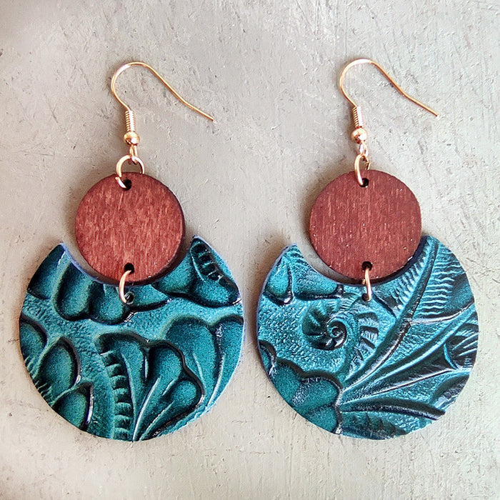 Wooden book texture earrings