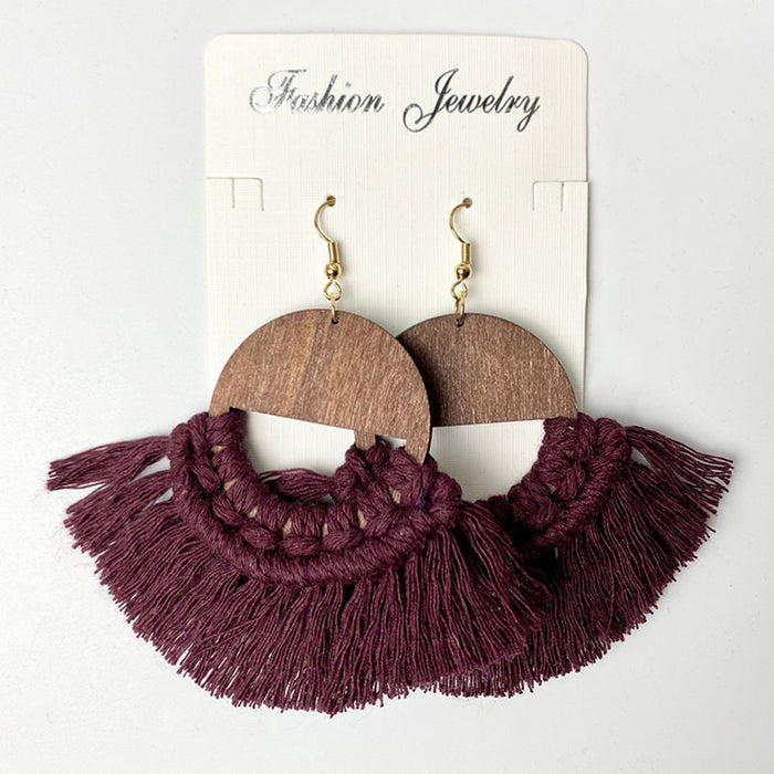 Bohemian Tassel Earrings with Wooden Design for Wedding and Gifts