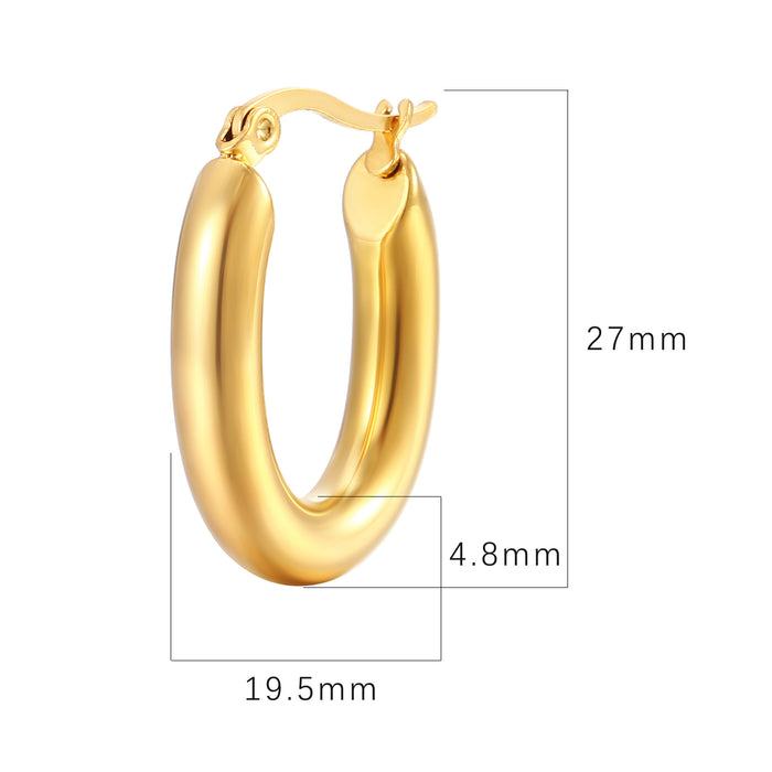 Simple round wire stainless steel ear clips for women niche temperament earrings