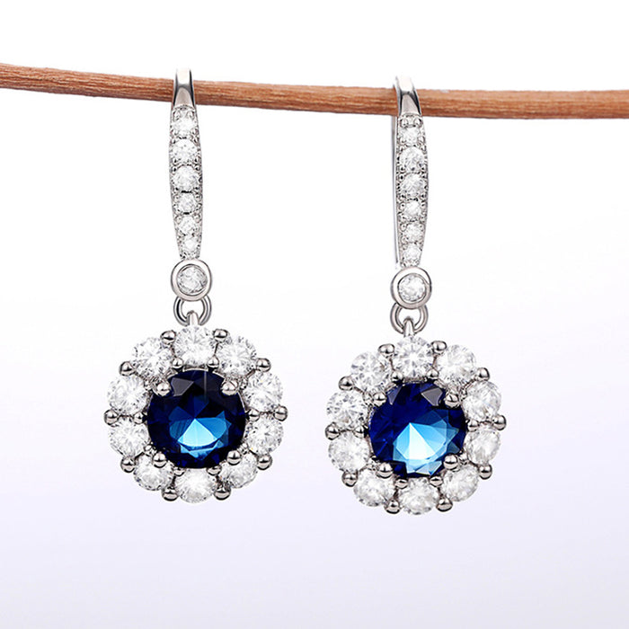 Beautiful royal blue zircon earrings anniversary gift