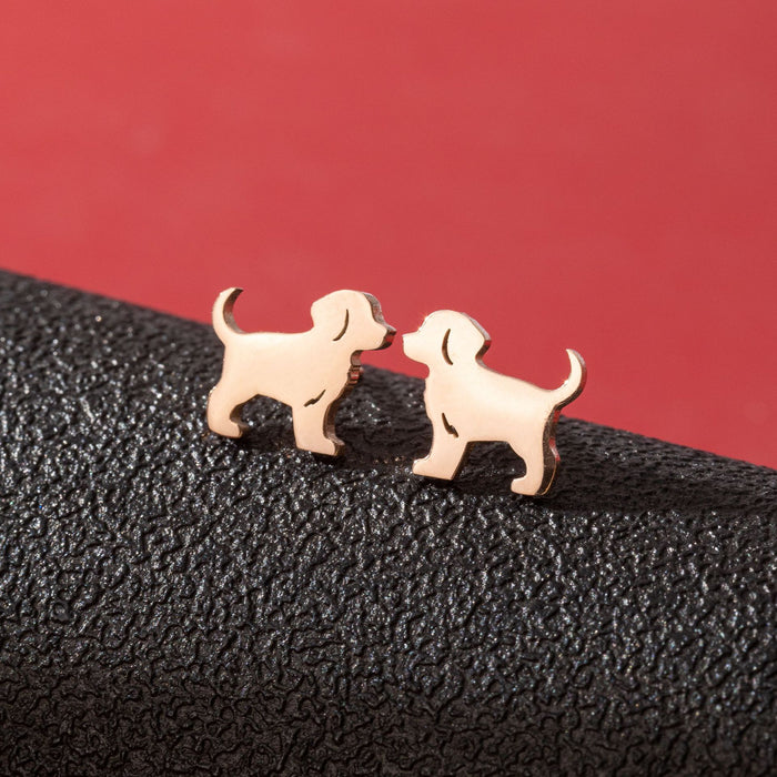 Pendientes asimétricos de acero inoxidable con forma de gato y perro: joyas de animales adorables y divertidas