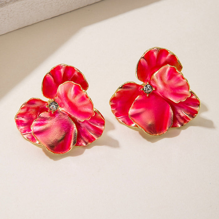 Petal diamond earrings fresh style flower earrings