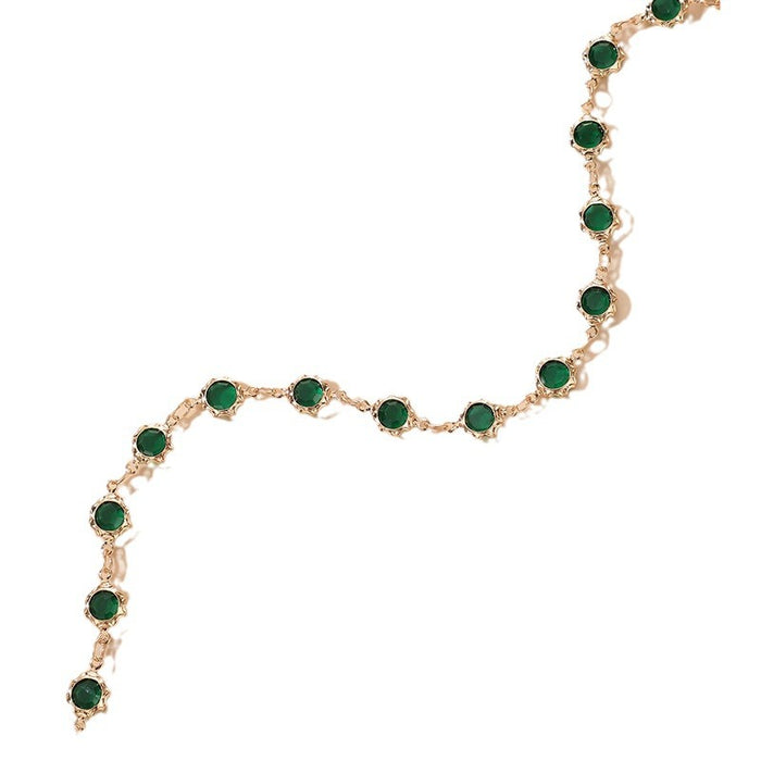 Bohemian Irregular Polygon Anklet with Crystal and Alloy Design