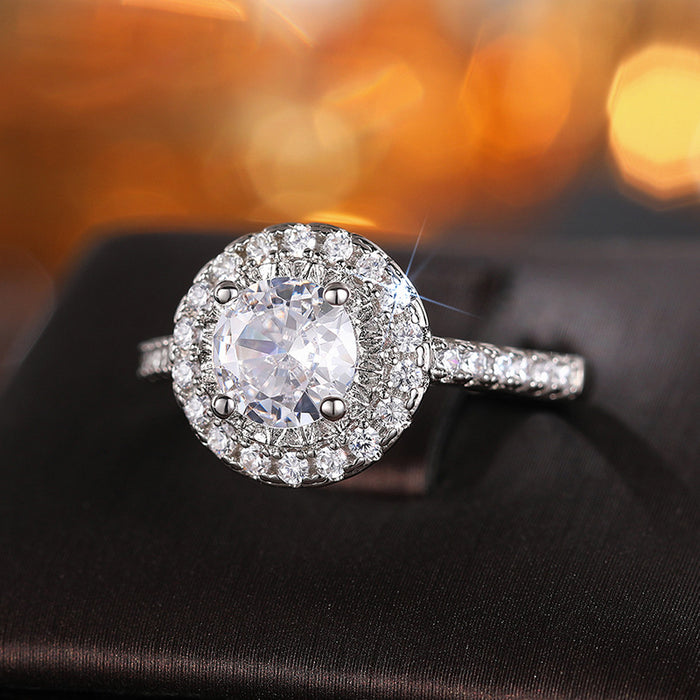 Anillo geométrico redondo para bodas y compromisos de mujer