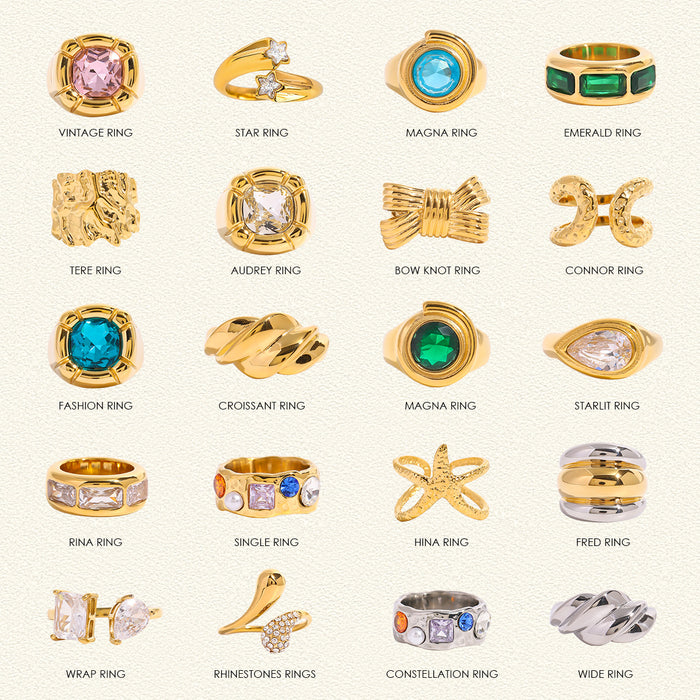 Stainless steel zircon open ring