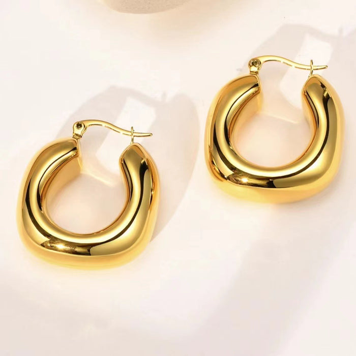 Exquisite Crescent Earrings Stainless Steel Hollow Design