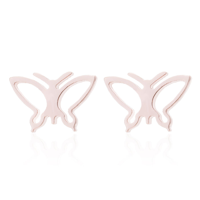 Butterfly earrings, double stainless steel female models small fresh hollow Korean style wings Yiwu small commodity wholesale