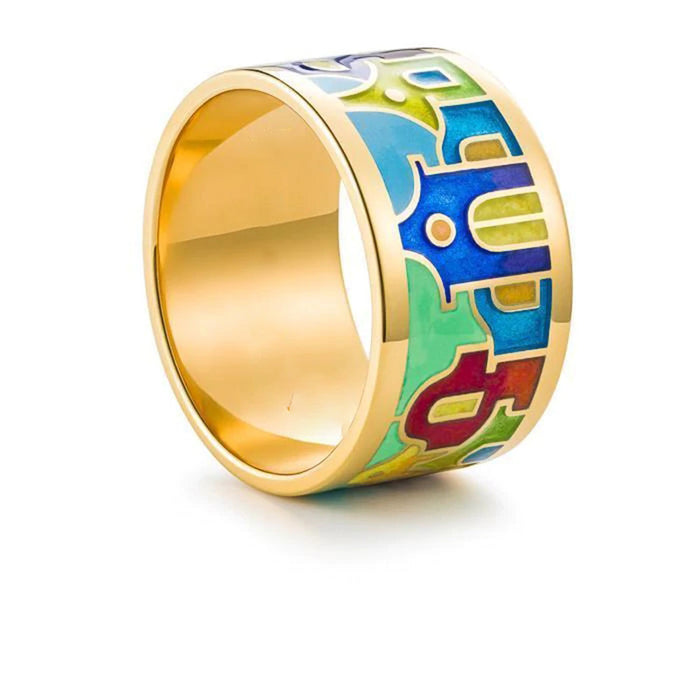 Colored enamel dripping oil splicing ring new style personality women's ring