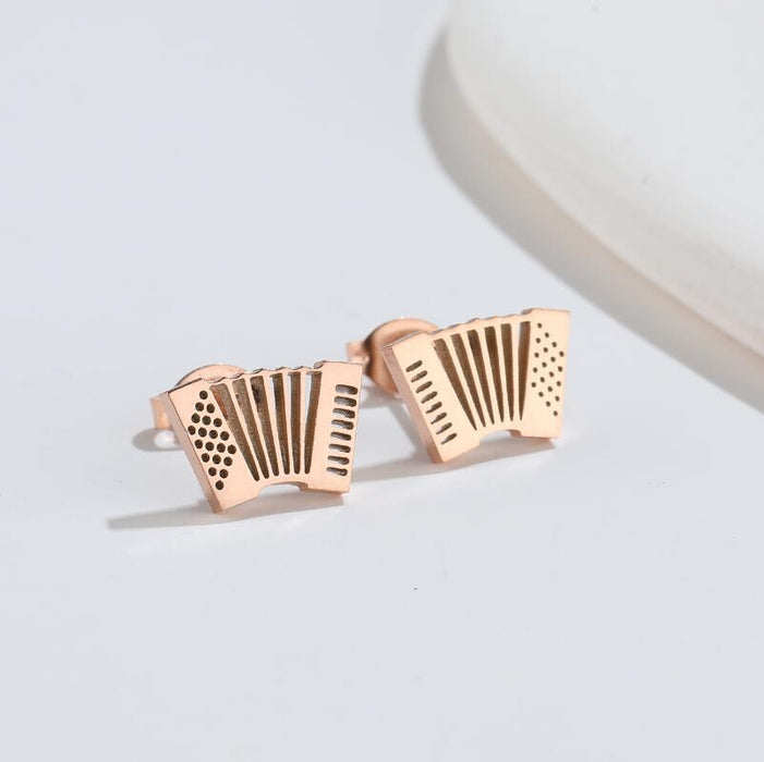 Music earrings, cross-border new retro horn accordion earrings ins personality headphone microphone hip-hop earrings