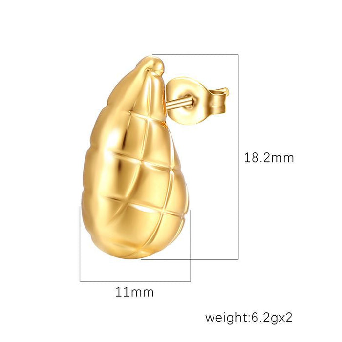 Pendientes geométricos de caracol ligeros de lujo de acero inoxidable bañados en oro de 18 quilates