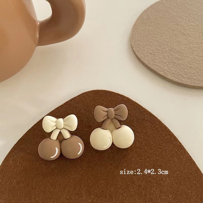 Cartoon bear earrings milk coffee color sweet earrings