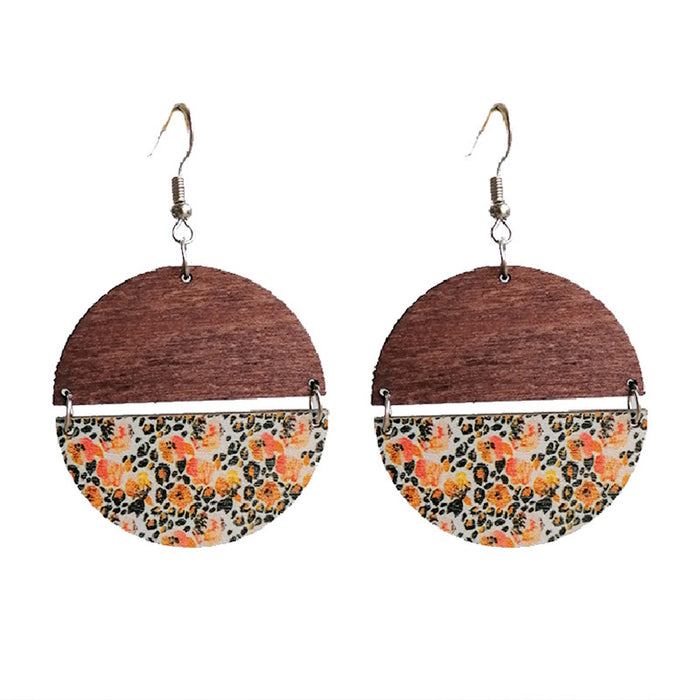 Wooden semicircular earrings