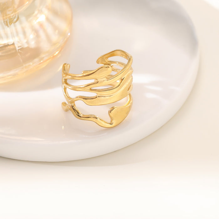 Wholesale 18K real gold, stainless steel, titanium steel irregular openwork rings - wallojewerly 