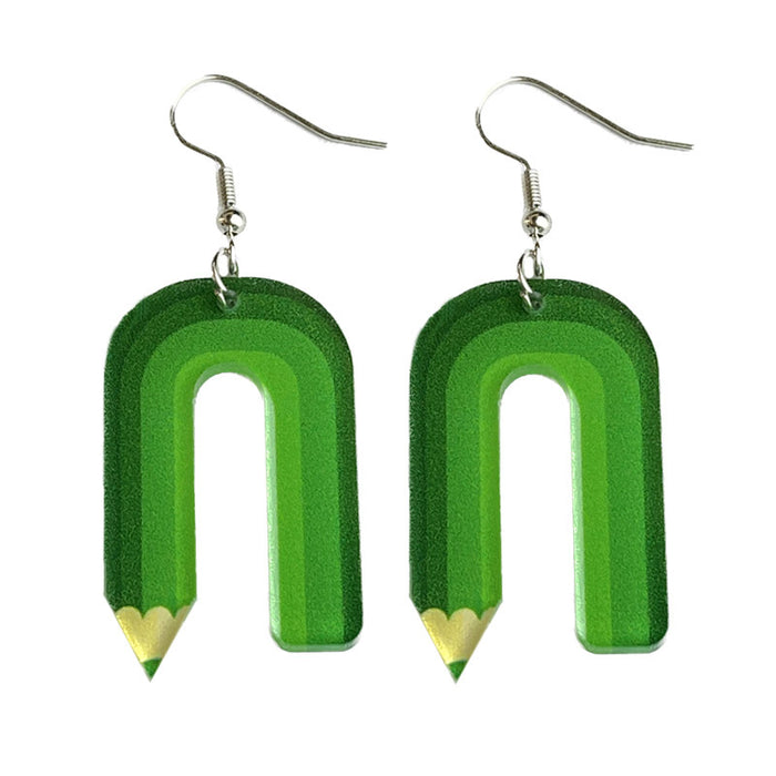 Colorful Pencil Earrings with Art Teacher and School Gift Design