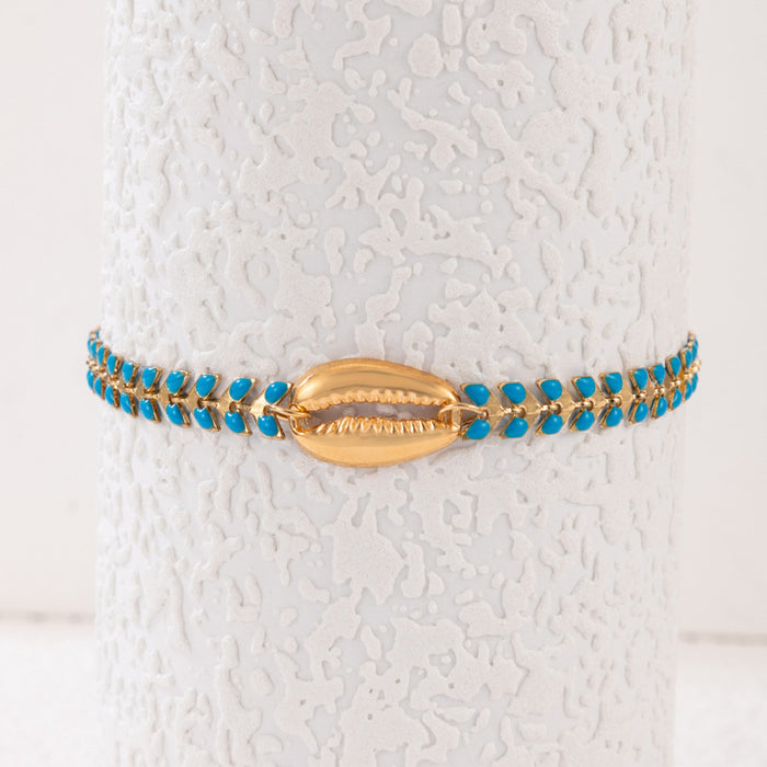 Personalized Blue Shell and Enamel Bracelet - Amazon New Design Jewelry Two-Piece Set