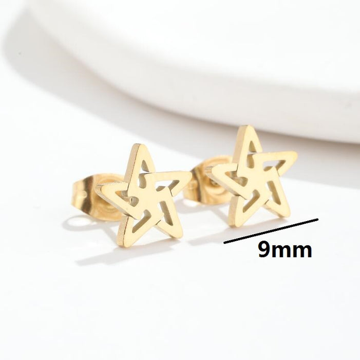 Pendientes de acero inoxidable con forma de estrella: joyas coreanas sencillas y elegantes