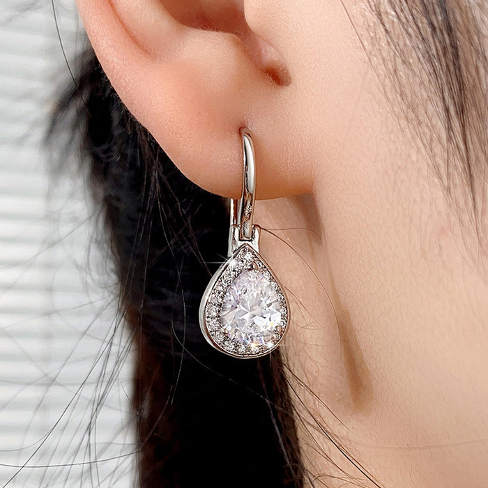 Temperament crystal water drop earrings for women all-match light luxury evening earrings