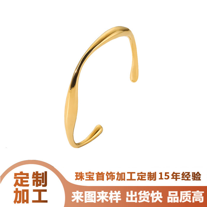 18K Gold Plated Stainless Steel Simple Open Ring - Trendy Tarnish-Resistant Jewelry