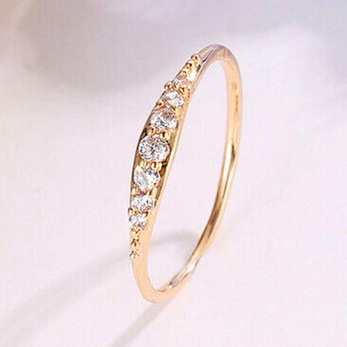 Simple zircon couple diamond ring versatile temperament electroplated diamond ring