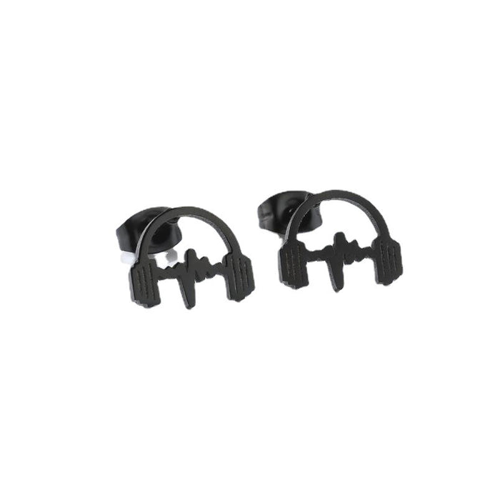 Headphone and Music Note Stainless Steel Stud Earrings - Cute and Simple Music Jewelry