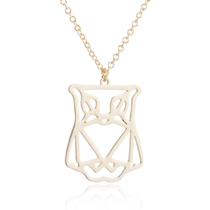 Owl pendant necklace, European and American cute origami hollow clavicle chain female cross-border jewelry