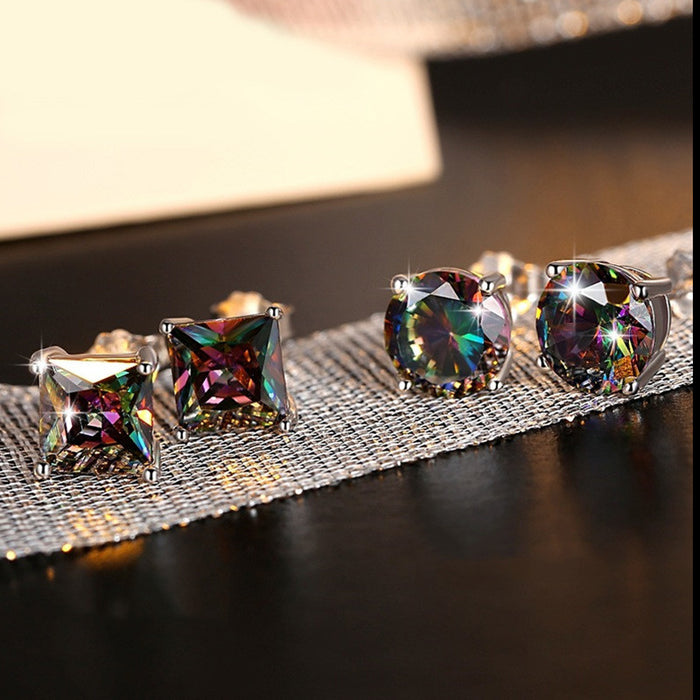 Four-claw seven-color earrings for men and women zircon earrings