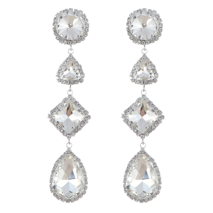 Waterdrop Rhinestone Earrings - Exaggerated Long Dangles for Evening Gowns